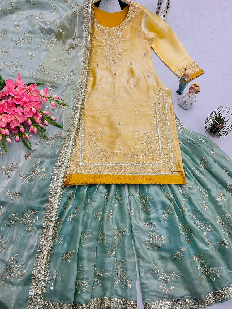 Sharara Set Jimmy Cho Fabric with Embroidered work Sharara Suit for women