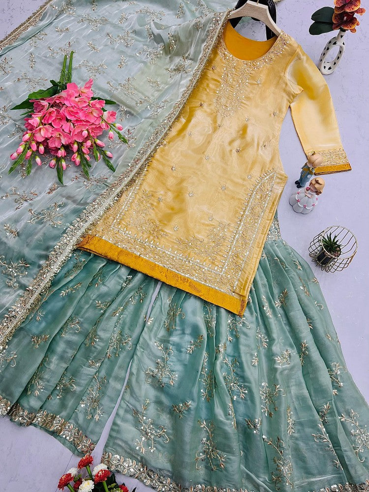 Sharara Set Jimmy Cho Fabric with Embroidered work Sharara Suit for women