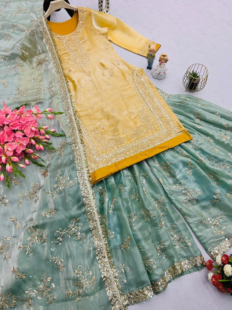 Sharara Set Jimmy Cho Fabric with Embroidered work Sharara Suit for women