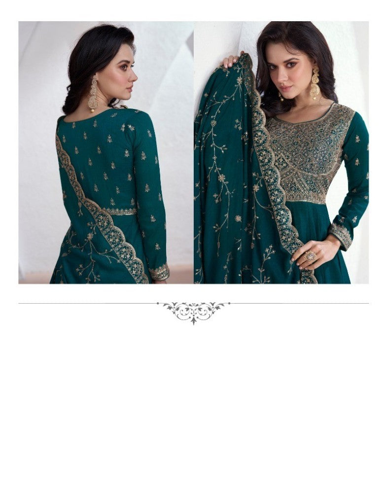 Pakistani Salwar Kameez Gown Vichitra Fabric with Embroidered work  with Sequence
