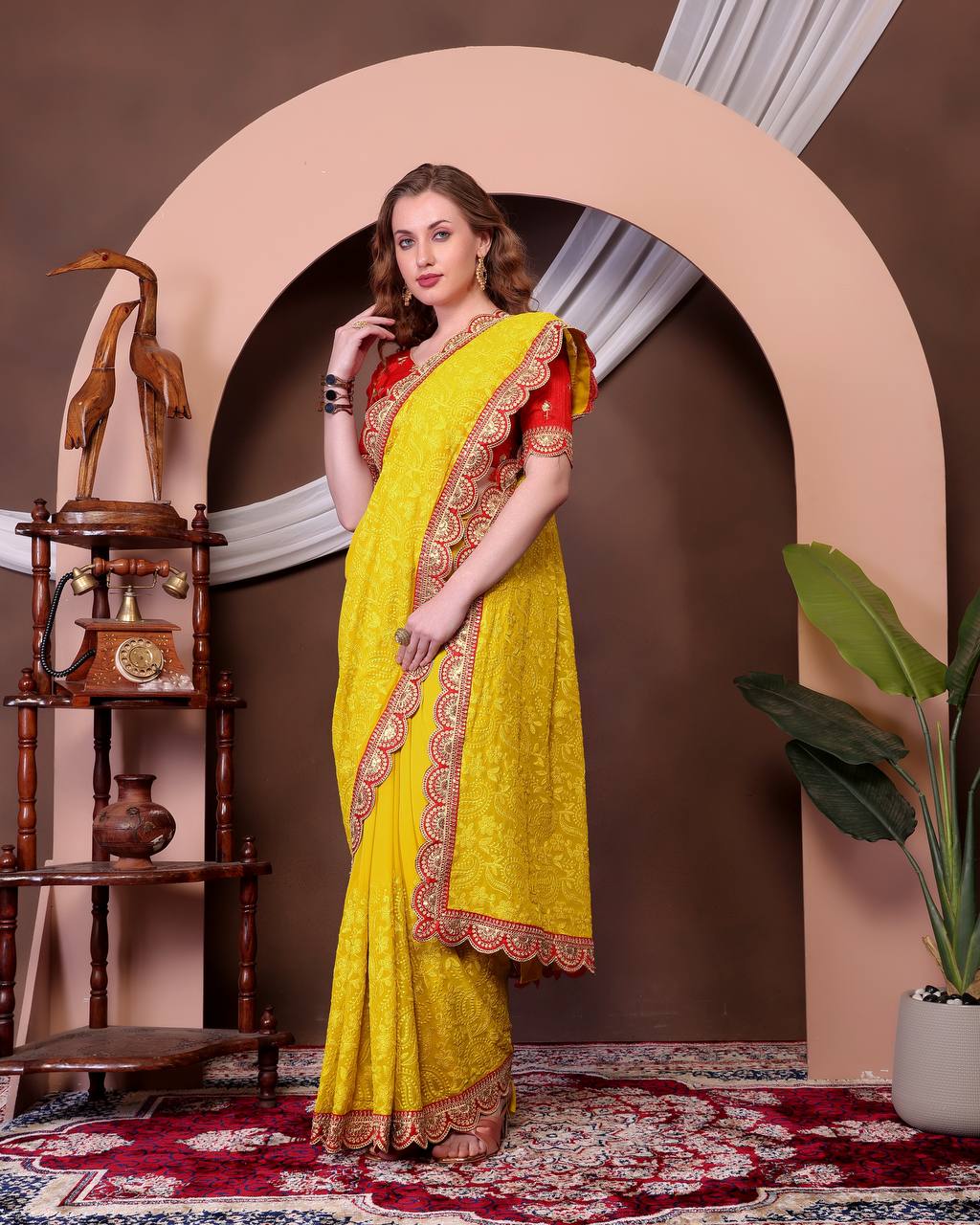 Georgette Saree with Chikankari work on all over Saree Party wear