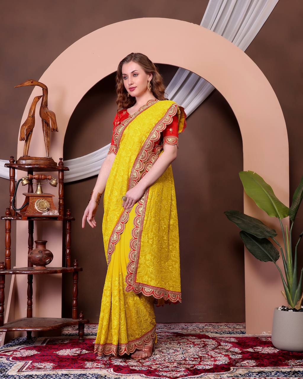 Georgette Saree with Chikankari work on all over Saree Party wear