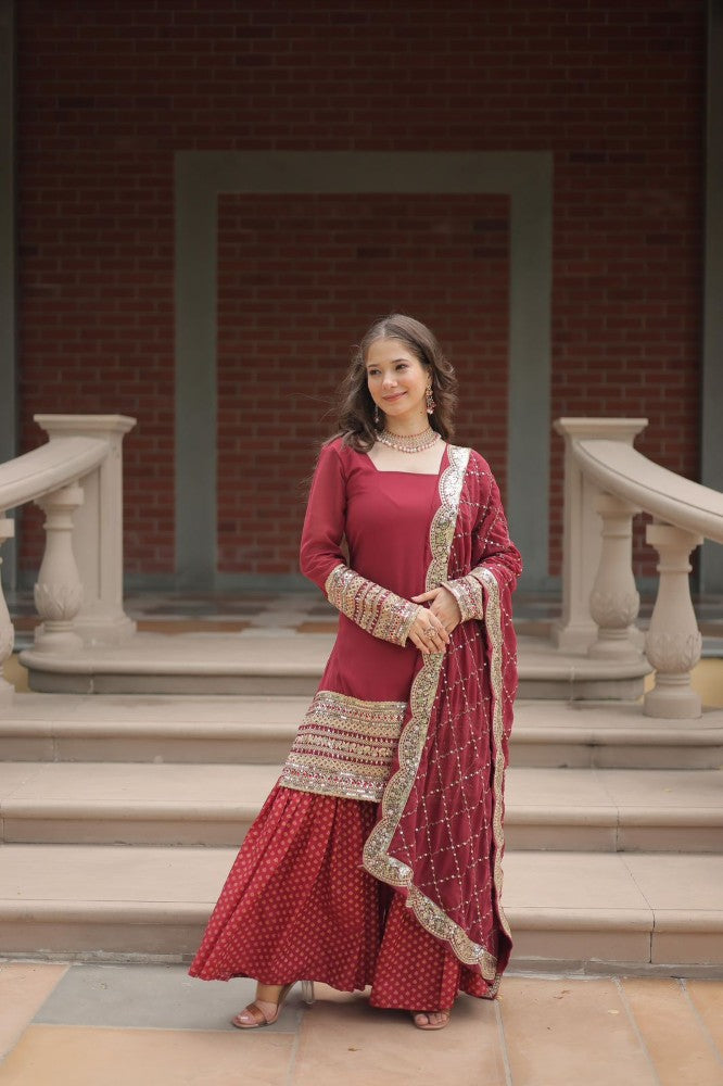 Sharara Suit for women Georgette Fabric with Embroidered work Sharara Set