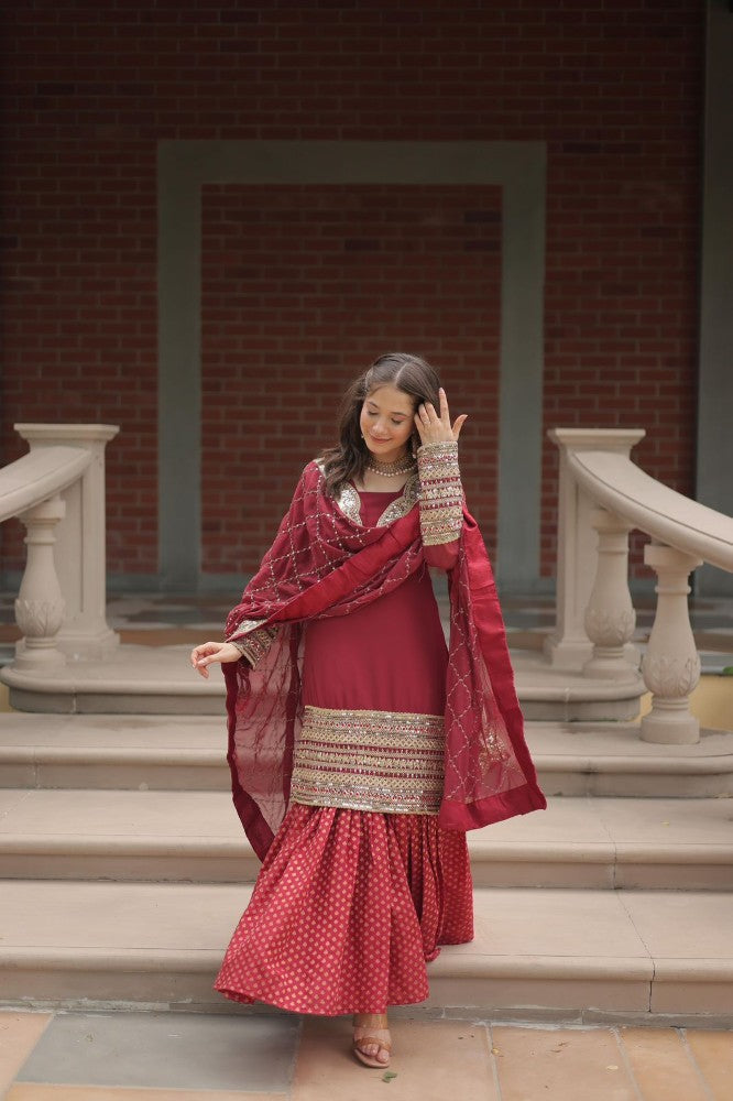 Sharara Suit for women Georgette Fabric with Embroidered work Sharara Set