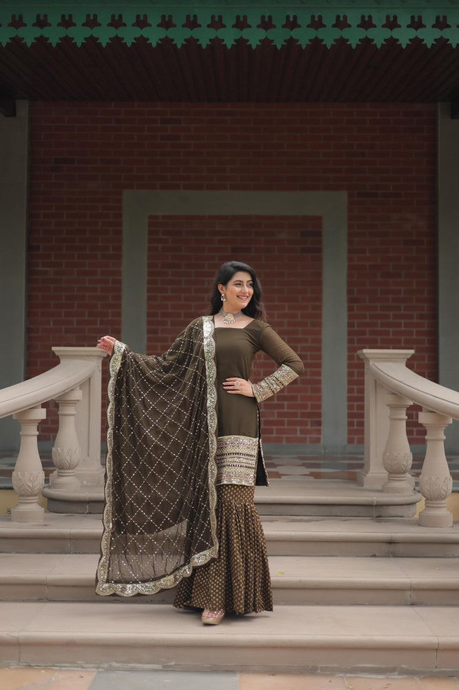 Sharara Suit for women Georgette Fabric with Embroidered work Sharara Set